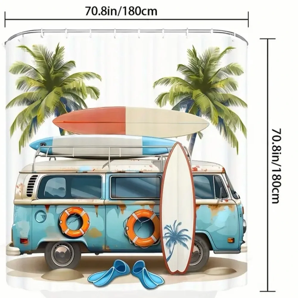 VW Van at the Beach Shower Curtain, NWT